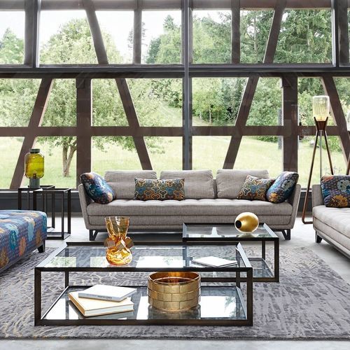 Moderner Konsolentisch - METALLICA - ROCHE BOBOIS - Glas / Gestell aus Stahl / rechteckig