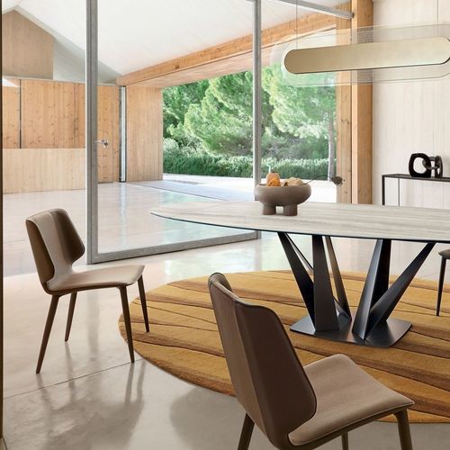 Moderner Stuhl - KASUKA - ROCHE BOBOIS - für den Innenraum / Stoff / Leder