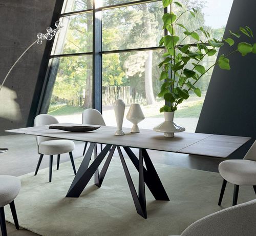 Moderner Esstisch - CIGALE - ROCHE BOBOIS - Keramik / Gestell aus Stahl / rechteckig
