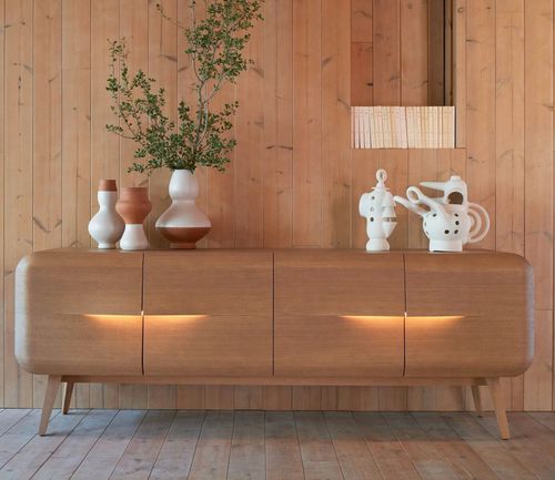Modernes Sideboard - WHISPER - ROCHE BOBOIS - Holzfurnier / mit integrierter Beleuchtung / mit 4 Beinen