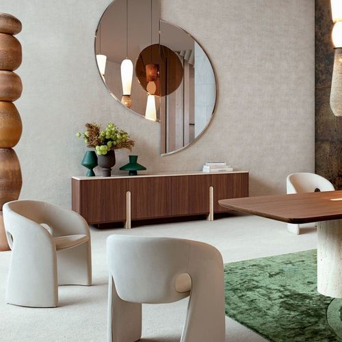 Modernes Sideboard - PALATINE - ROCHE BOBOIS - Holzfurnier / MDF / Travertin