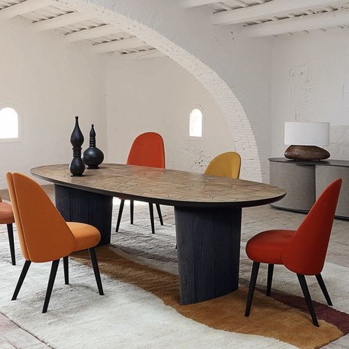 Moderner Stuhl - IDENTITIES - ROCHE BOBOIS - für den Innenraum / Stoff / Leder