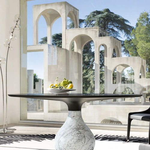 Moderner Esstisch - AQUA - ROCHE BOBOIS - NTM Fenix® / Gestell aus Marmor / rund