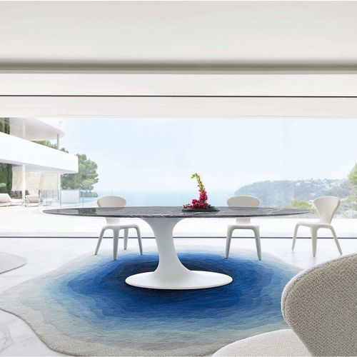 Moderner Esstisch - SPEED UP - ROCHE BOBOIS - Marmor / Gestell aus Polyester / oval