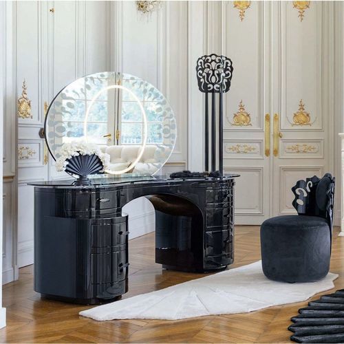 Moderner Schminktisch - LA VIE EN ROSSY - ROCHE BOBOIS - hochglanzlackiertes Holz / Tisch / 1 Person