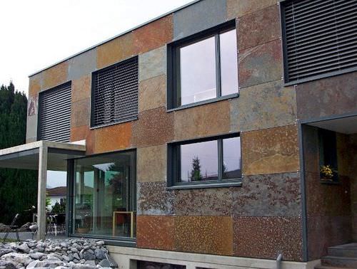 Folie-Fassadenverkleidung - IMPORTED SLATE AUTUMN - Ardesia Mangini A & D snc - Schiefer / matt / Steinoptik