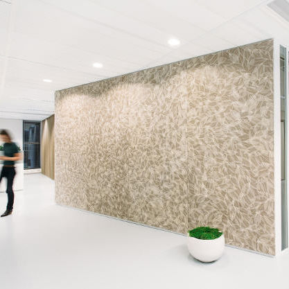 Dekorplatte für Innenausbau - SKELETTBLATTLA - Organoid Technologies GmbH - Naturfaser / HPL / texturiert