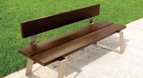 Moderne öffentliche Sitzbank - D18 - EUROBOLLARD - Holz / Metall / mit Rückenlehne