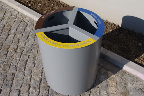 Metall-Abfallbehälter - LECA - EUROBOLLARD - System / 3-fach / modern