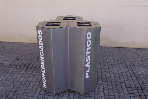 Edelstahl-Abfallbehälter - HEXA - EUROBOLLARD - System / 3-fach / modern