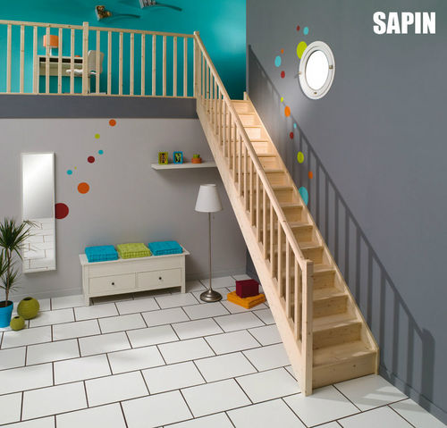 Gerade Treppe - SAPIN - Saint Gobain GIMM menuiseries - Holzstufen / mit Holzstruktur / modern