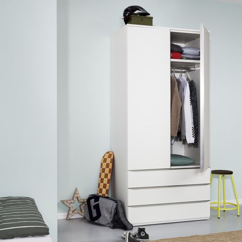 Moderner Kleiderschrank - MODULAR16 - Mueller Moebelwerkstätten - Sperrholz / melaminbeschichtet / mit Schwingtür