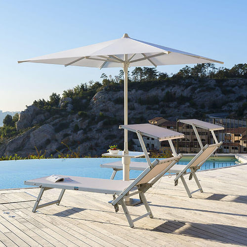 Quadratischer Sonnenschirm - CRONO - Crema Outdoor S.r.l. - rund / mit Zentralmast / Stoff