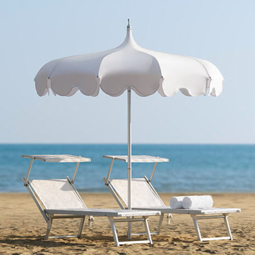 Runder Sonnenschirm - PAGODA - Crema Outdoor S.r.l. - mit Zentralmast / Stoff / Aluminium