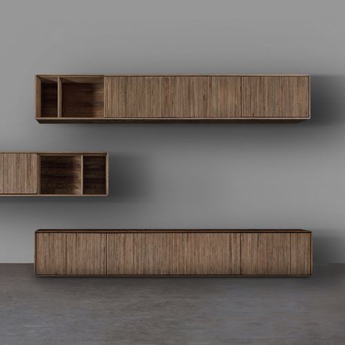Wandmontiertes Sideboard - JANTAR - Artisan Solid Wood Furniture - modern / Eiche / Nussbaum