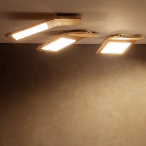 Moderne Deckenleuchte - BUTTERFLY - Tunto - rechteckig / Holz / LED