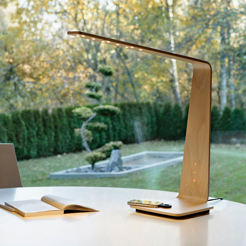 Bürolampe - LED8 & QI - Tunto - Holz / modern / mit Kabel