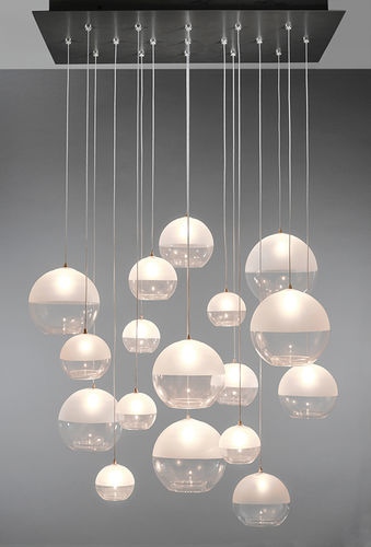 Moderner Kronleuchter - BREATH: MILK - Shakuff - exotic glass lighting & decor - geblasenes Glas / für Gewerbegebrauch / LED