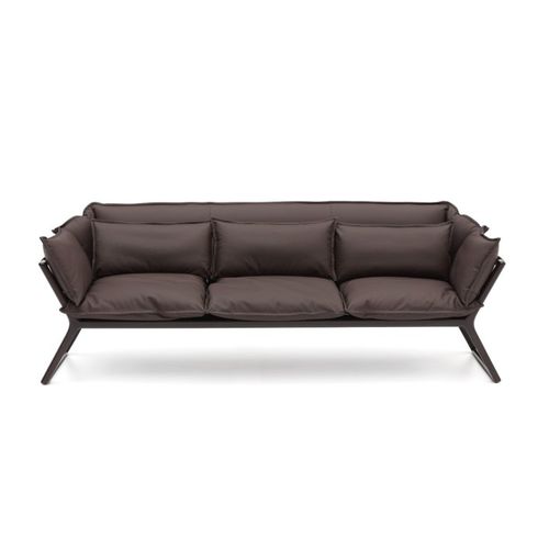 Modernes Sofa - STAY - Burotime Office Furniture - Leder / braun / Massivholz