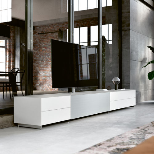 Modernes Fernsehmöbel - COCOON - Spectral Audio Möbel GmbH - mit integrierter Beleuchtung / mit integrierter iPhone/iPod®-Dockingstation / Glas