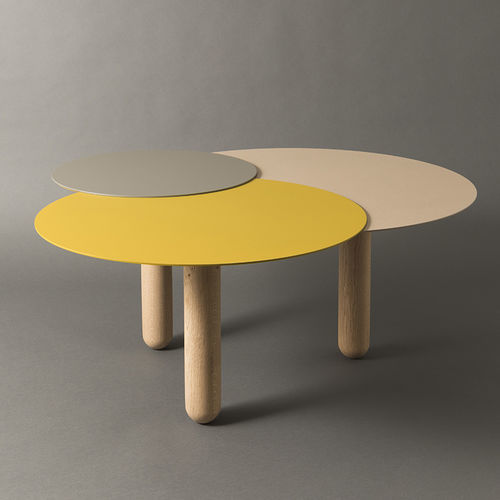 Moderner Couchtisch - Cers - Matière Grise - Stahl / Gestell aus Eiche / rund