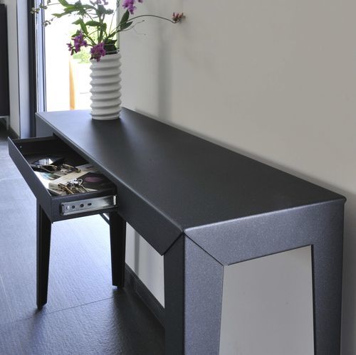 Moderner Konsolentisch - ZEF - Matière Grise - Aluminium / Gestell aus Stahl / rechteckig