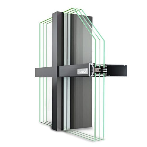 Vorhangfassade / freitragende Struktur - TRIGON FS 040 - Hueck System GmbH & Co. KG - aus Aluminium und Glas / mit integrierter Isolierung / Akustik