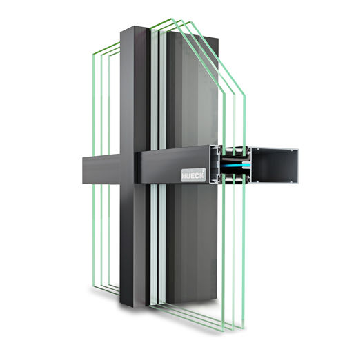 Vorhangfassade / freitragende Struktur - TRIGON FS 050 - Hueck System GmbH & Co. KG - aus Aluminium und Glas / mit integrierter Isolierung / Akustik