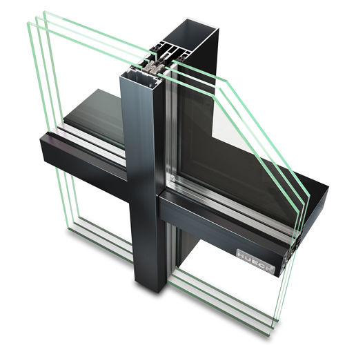 Vorhangfassade / freitragende Struktur - TRIGON FS 060 - Hueck System GmbH & Co. KG - aus Aluminium und Glas / mit integrierter Isolierung / Akustik