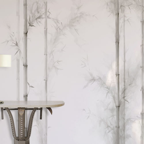 Klassische Tapete - BAMBOO - BuenaVentura - Baumwolle / Naturmotiv / grau