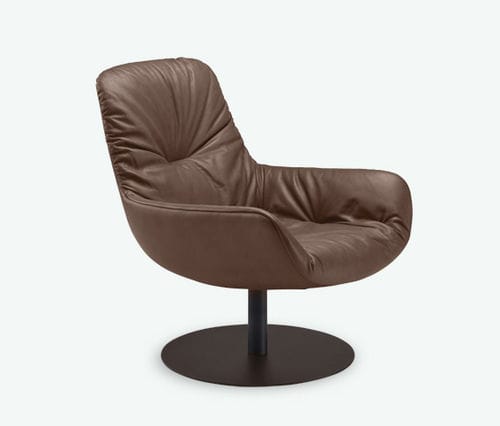 Moderner Sessel - LEYA - FREIFRAU - Leder / Stoff / mit Mittelfuß