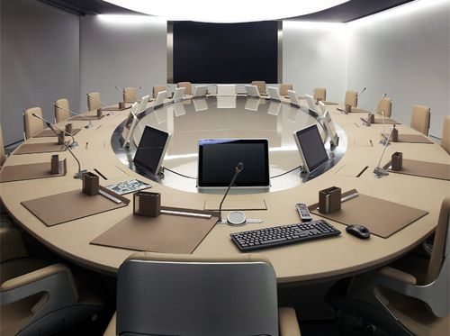 Moderner Besprechungstisch - PARK AVENUE - JMM - Holz / Metall / Leder