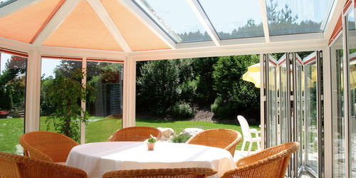 Schiebe-Stapel-Terrassentür - FIESTA 42 - SunParadise - faltbar / Aluminium / mit Doppelverglasung
