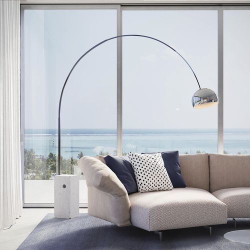 Bodenlampe - Arco  - FLOS - Aluminium / Edelstahl / Marmor