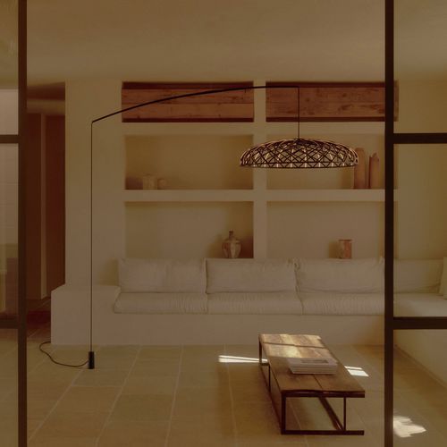 Hängelampe - SKYNEST MOTION - FLOS - bodenstehend / Aluminium / Stoff