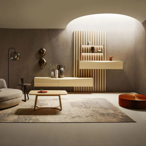 Moderne Wohnwand - PURO WAVE - ANREI - Reisinger GmbH - Eiche / Nussbaum / Buche