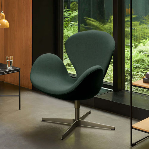 Moderner Sessel - SWAN™ - Fritz Hansen - Leder / Stoff / rot