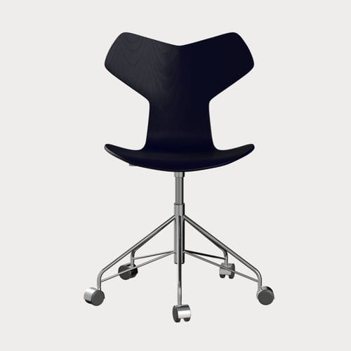Moderner Bürostuhl - GRAND PRIX™ - Fritz Hansen - für den Innenraum / Holzfurnier / Gestell aus verchromtem Stahl