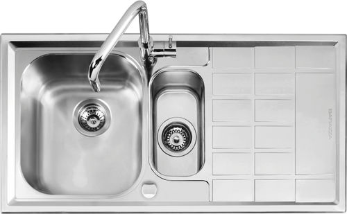 Doppelbeckenspüle - 1LLV100/D - F.lli Barazza Srl - mit Abtropffläche / Edelstahl / einbaufähig