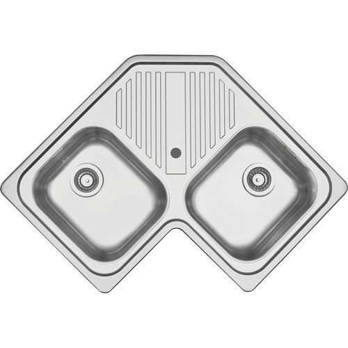 Doppelbeckenspüle - 1LFS82A - F.lli Barazza Srl - mit Abtropffläche / Edelstahl / einbaufähig