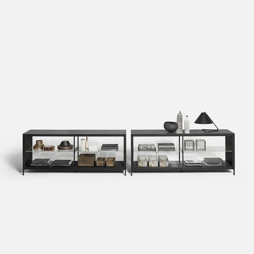 Modernes Sideboard - Combi  - DePadova - Eiche / Holzfurnier / aus lackiertem Stahl