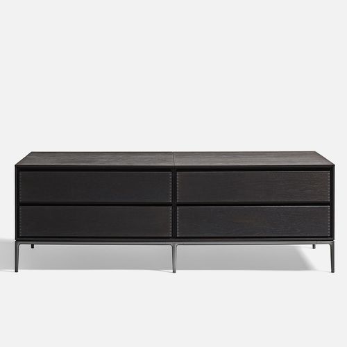 Modernes Sideboard - Horizontal  - DePadova - Holzfurnier / MDF / lackiertes Aluminium