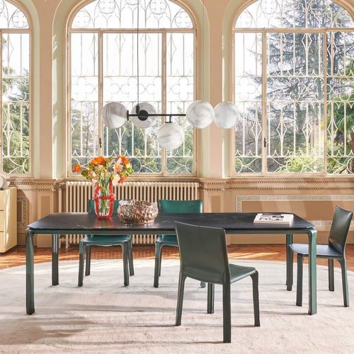 Moderner Tisch - CAB TAB - Cassina - Holz / Marmor / Gestell aus Eisen