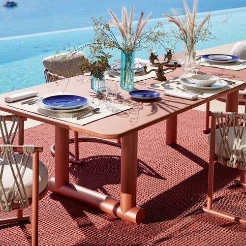Moderner Esstisch - TRAMPOLINE - Cassina - Beton / Marmor / Gestell aus thermolackiertem Aluminium