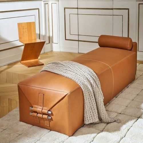 Moderne Polsterbank - SOMEWHERE EL - S - Cassina - Leder / Gestell aus Metall / aus verchromtem Metall