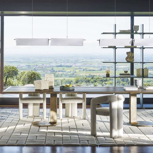 Moderner Esstisch - TL59 - Cassina - Metall / Holz / Gestell aus Metall