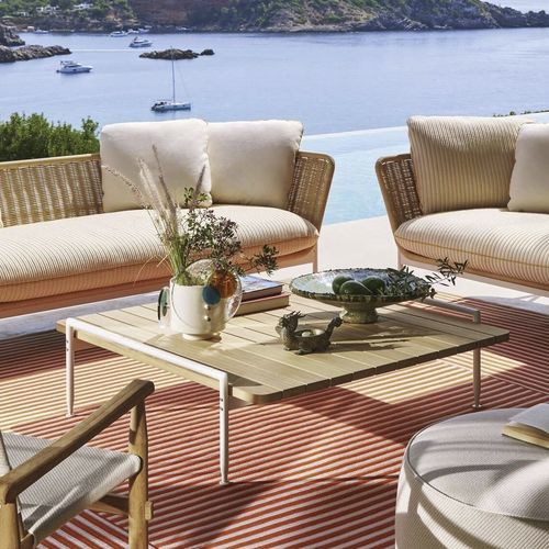 Moderner Couchtisch - ESOSOFT - Cassina - Iroko / Gestell aus rostfreiem Edelstahl / Gestell aus heißlackiertem Stahl