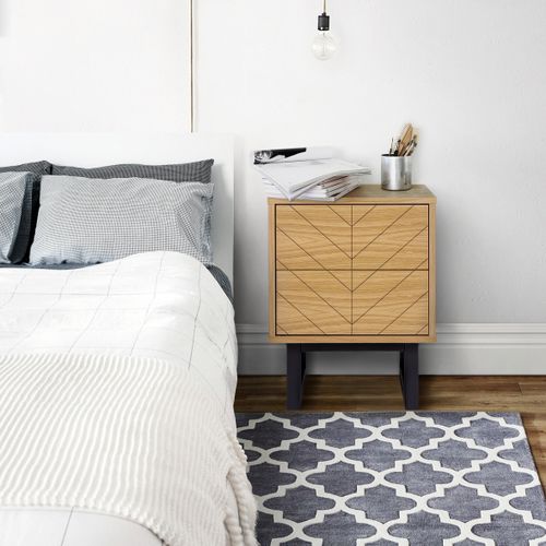 Moderner Nachttisch - CAMDEN HERRINGBONE - Woodman Ltd. - Eiche / Gestell aus Birke / quadratisch