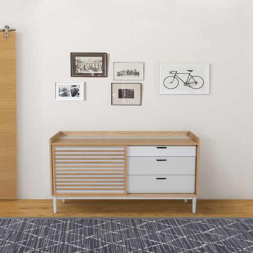 Modernes Sideboard - LUGO - Woodman Ltd. - Holzfurnier / Glas / Leder