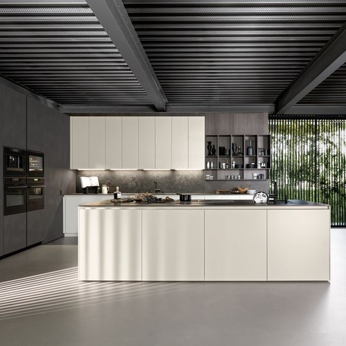 Moderne Küche - LAIN  - Euromobil spa - Massivholz / Aluminium / Kochinsel